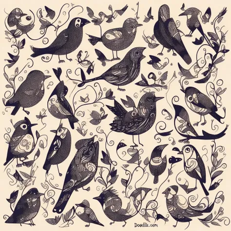 <lyco:Doodle_Sa_May :1.0> birds by doodle style