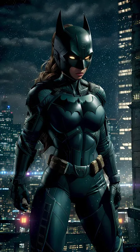 1girl, High detail RAW color 8k portrait of
(athletic woman:1.1) (wearing Batman suit:1.1),
Gotham city background, dynamic pose, moonlight , Cinematic Lighting, Halo Light, Specular Lighting,
highly detailed, HDR, global illumination, Hard Shadows, 16K, art by Jim Lee and Simon Bisley