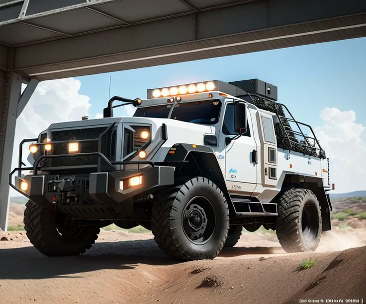 Professional Photo, Armored recovery vehicle (wheeled/airborne), Border crossing checkpoints and immigration centers, Mechapunk Style, (highly detailed, fine details, intricate), shallow depth of field, diffused soft lighting, (reflections:0.3), (hard lighting:0.3), photographed on a Leica SL (Typ 601) Mirrorless Digital Camera, 90mm macro lens, f/11 aperture, sharp focus, HDR, 4k resolution, ((best quality)), ((masterpiece)), ((realistic)), sharp, ultra detailed, UHD, 8k, bright colors