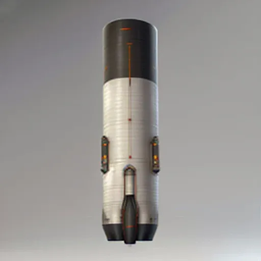 a highly detailed, (scifi)++, (futuristic)++, cylindrical fuel tank, side view