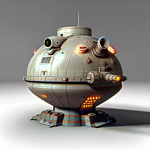 a highly detailed, (scifi)++, (futuristic)++, round fuel tank,  side view