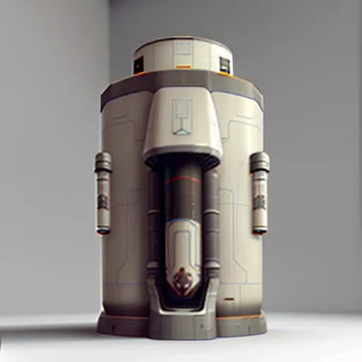 a highly detailed, (scifi)++, (futuristic)++, cylindrical fuel tank, side view