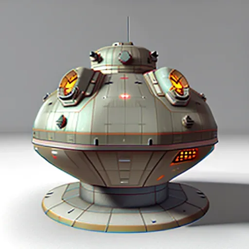 a highly detailed, (scifi)++, (futuristic)++, round fuel tank,  side view