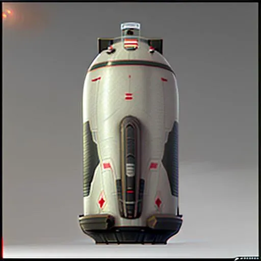 a highly detailed, (scifi)++, (futuristic)++, cylindrical fuel tank, side view