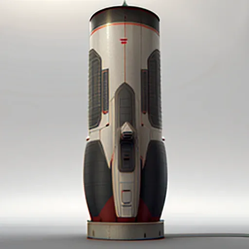 a highly detailed, (scifi)++, (futuristic)++, cylindrical fuel tank, side view