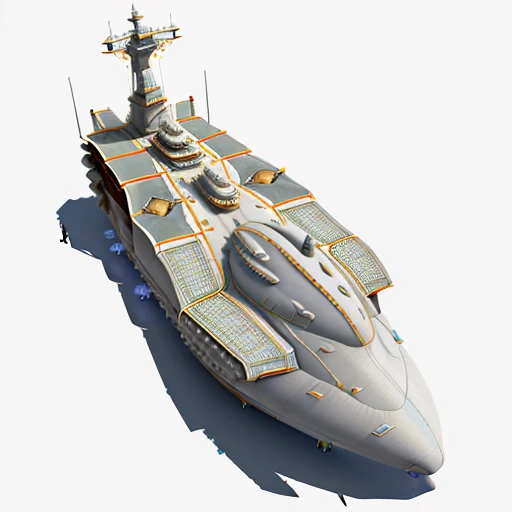 a highly detailed, (scifi)++, (futuristic)++, titan carrier ship spaceship, (full-length top view:1.5), 3d model, white background