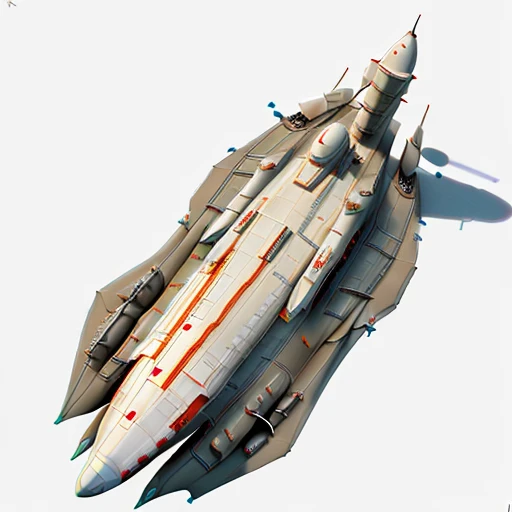 a highly detailed, (scifi)++, (futuristic)++, titan missile carrier spaceship, (full-length top view:1.5), 3d model, white background