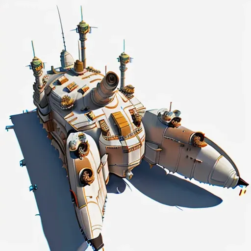 a highly detailed, (scifi)++, (futuristic)++, titan dreadnought spaceship, (full-length top view:1.5), 3d model, white background