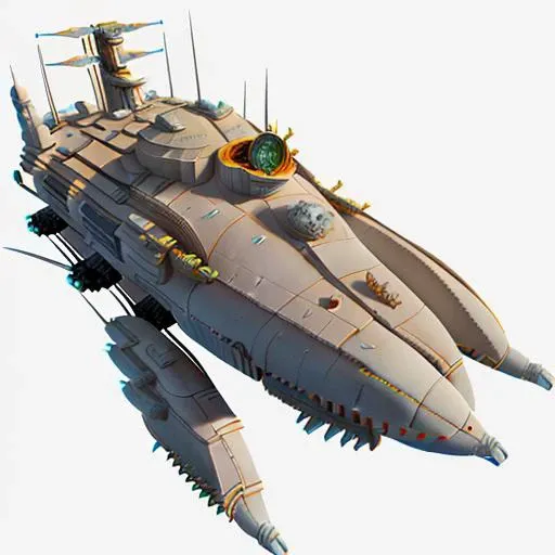 a highly detailed, (scifi)++, (futuristic)++, titan dreadnought spaceship, (full-length top view:1.5), 3d model, white background