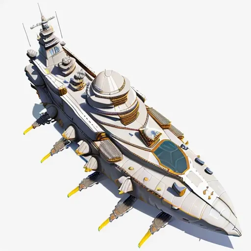 a highly detailed, (scifi)++, (futuristic)++, titan carrier ship spaceship, (full-length top view:1.5), 3d model, white background