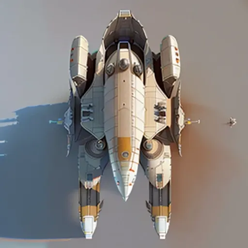 a highly detailed, (scifi)++, (futuristic)++, titan dreadnought  spaceship, (full-length top view:1.5), 3d model, white background