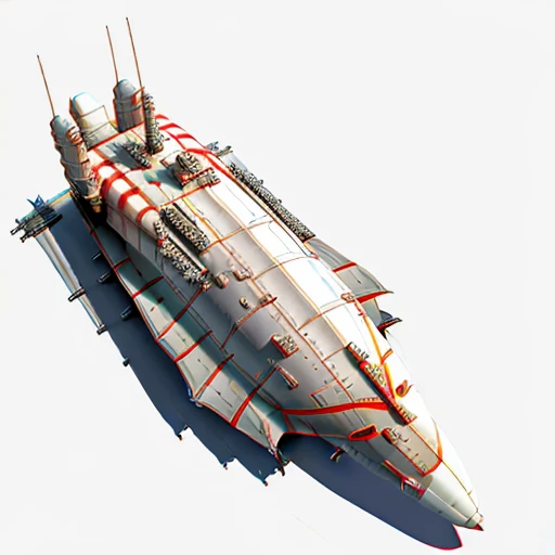 a highly detailed, (scifi)++, (futuristic)++, titan missile carrier spaceship, (full-length top view:1.5), 3d model, white background