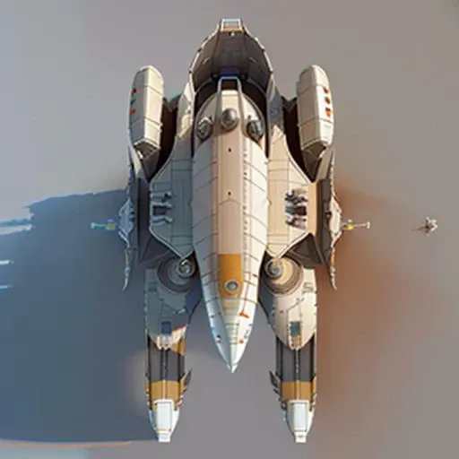 a highly detailed, (scifi)++, (futuristic)++, titan dreadnought  spaceship, (full-length top view:1.5), 3d model, white background