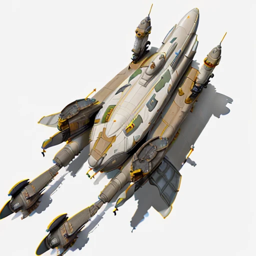 a highly detailed, (scifi)++, (futuristic)++, titan cargo spaceship, (full-length top view:1.5), 3d model, white background