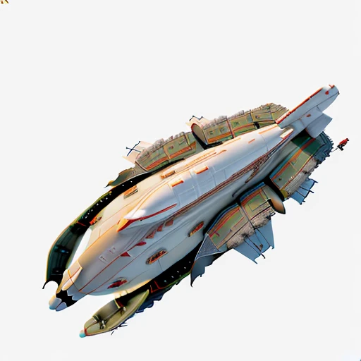 a highly detailed, (scifi)++, (futuristic)++, titan missile carrier  spaceship, (full-length top view:1.5), 3d model, white background