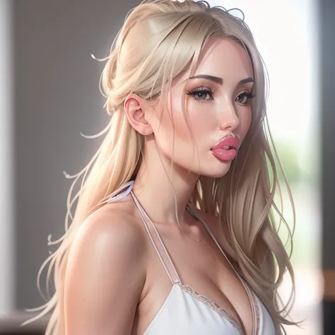 blonde woman, ((bikini)), (fakelips7-2500), High detail RAW color Photo, closeup shot, (clothed), (best quality:1.4), (ultra highres:1.2), (photorealistic:1.4), 8k resolution, Canon EOS R5, 50mm, ultra detailed, sharp focus, cinematic lighting, detailed beautiful face, (elegant, beautiful face), (intricately detailed, fine details, hyperdetailed), (bloom:0.4), raytracing, subsurface scattering, diffused lighting, (side lighting:0.5), photographed on a Canon EOS R5, 85mm lens, F/2.8, sharp focus, smooth, cinematic film still, ((side profile))