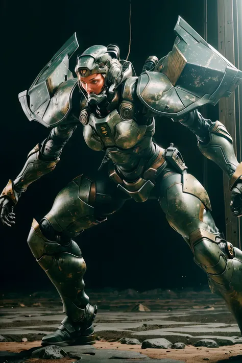 close up shot of a woman, intense looking, armor, full body, battle stance , leaning forward
, fiction, energy fields flowing around , camouflage, battleground
photo, masterpiece, best quality, ultra high res, (photorealistic:1.4),, high resolution, detailed, raw photo , kodak portra 400 camera ,f1.6 lens, rich colors <lora:FINAL Robort:0.8> <lora:add_detail:1>