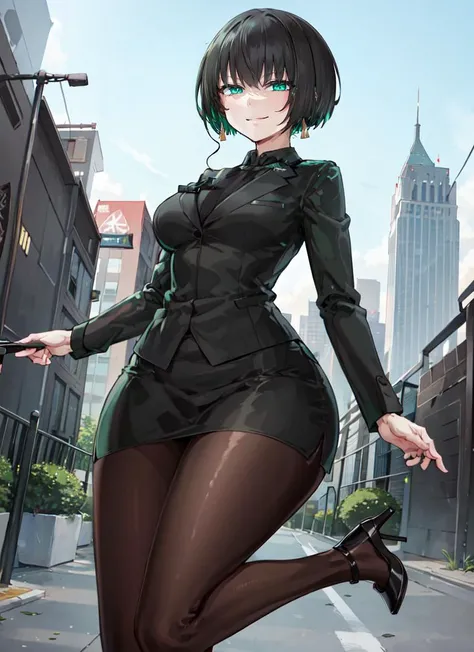 Fubuki from One Punch Man, masterpiece, best quality, 8K, UHD, ultra detailed, ,sexy pose, full body ,beatiful green eyes, beatiful hair