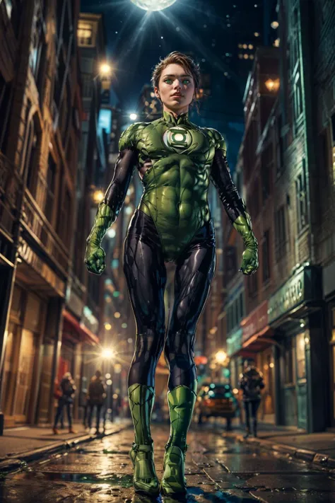 green lantern, (((1girl))), beautiful, solo, (from below:1.5), (full body:1.5), night, street,  <lora:HalJordan:1>,  <lora:add_detail:0.9>,  <lora:CineStyle5:0.5>