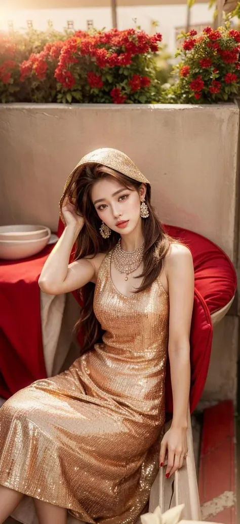 masterpiece,best quality,(photorealistic:1.5),(realskin:1.5),1girl,<lora:add_detail:1>,BRAV5_Realisianv50_PFv30,
looking at viewer,garden,lawn,jewelry earrings,red_nails,necklace,dress,brown hair,