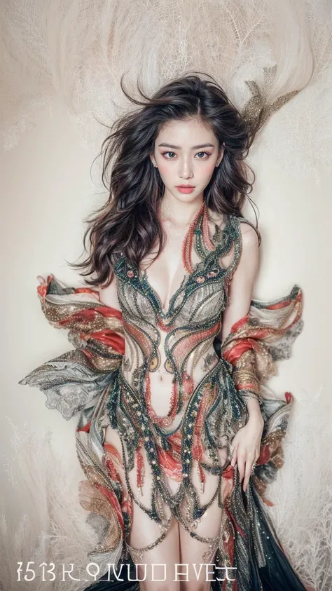 (masterpiece, highest quality, highest quality, Official Art, beautifully、aesthetic:1.2), (One girl:1.3), Very detailed,(Fractal Art:1.2),colorful,Best details,(Zentangle:1.2), (Dynamic pose), (Abstract background:1.5), (Trident Dress:1.2), (Shiny skin), (Colorful:1.4), Upper Body