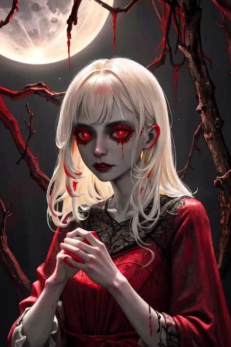 a pale lithe vampire walking in the woods. moonlight. ballgown. blood red. <lora:realistic_quality-realistic_quality_leco_-_v1.0:0.7>. detailed skin, skin pores. overalldetail-detail_++_-_overall_detail, intricate details, highly detailed, intricate eyes, detailed skin, intricate hair, realistic, skin pores