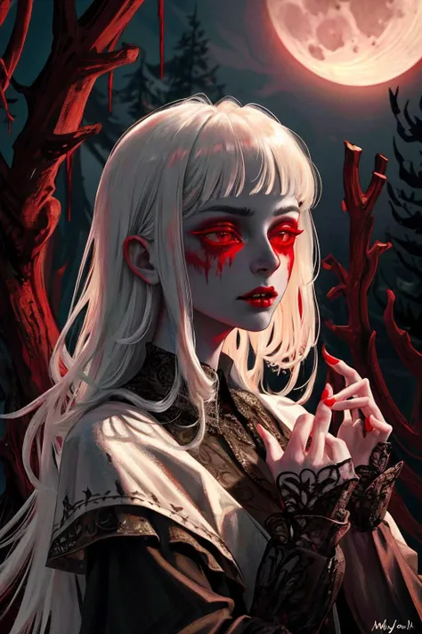 a pale lithe vampire walking in the woods. moonlight. ballgown. blood red. <lora:realistic_quality-realistic_quality_leco_-_v1.0:0.7>. detailed skin, skin pores. overalldetail-detail_++_-_overall_detail, intricate details, highly detailed, intricate eyes, detailed skin, intricate hair, realistic, skin pores