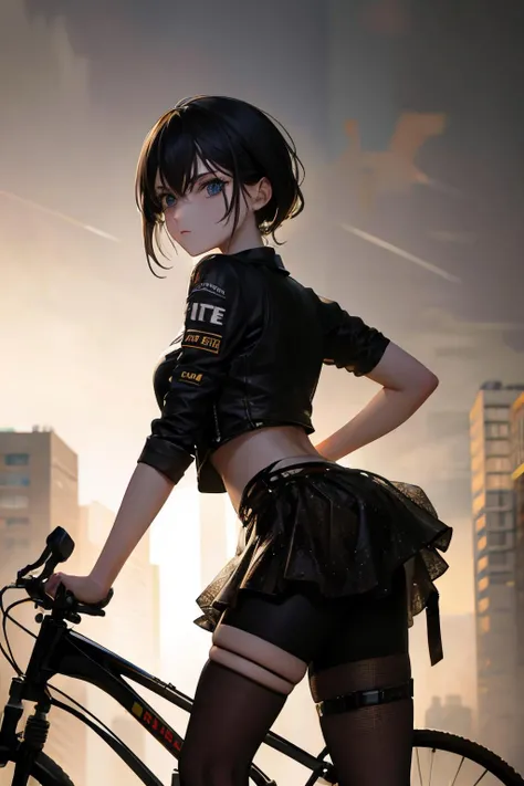 fit female bike courier. post-apocalyptic, william gibson mileu, ruined city backdrop., <lora:realistic_quality-realistic_quality_leco_-_v1.0:0.7>, <lora:hipoly_3dcg_v7-epoch:0.3>