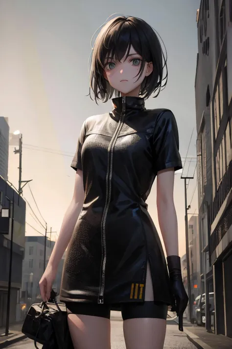 fit female bike courier. post-apocalyptic, william gibson mileu, ruined city backdrop., <lora:realistic_quality-realistic_quality_leco_-_v1.0:0.7>, <lora:hipoly_3dcg_v7-epoch:0.3>