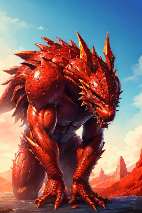 (Realisitc:1.5) Red and orange woman monster, <lora:EdobMonsterFemale_v1.0:0.7>