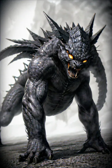 (Realisitc:1.5) Black and white woman monster, <lora:EdobMonsterFemale_v1.0:0.7>