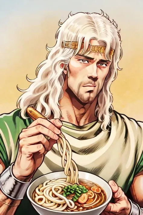 <lora:0009Htoki:1>,toki,white hair,<lora:chopsticks:0.4>,clutch_noodles,noodles_in_mouth,