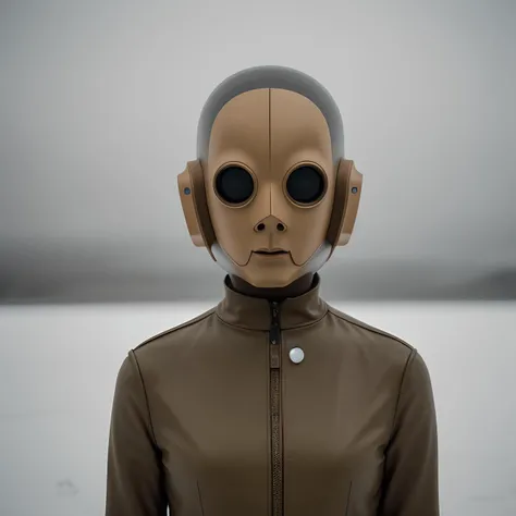 cinematic photography, of a person wearing a futuristic latex mask,designed by Dieter Rams, weird, international style, masterpiece, film grain, 70mm film, science, fiction