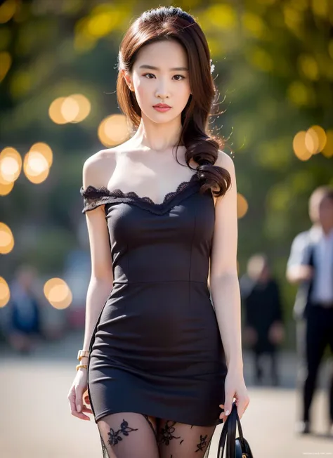 (8k, RAW photo, best quality, masterpiece:1.2),(realistic, photo-realistic:1.37), ((best quality)), ultra high res,extremely detailed CG unity 8k wallpaper, physically-based rendering,cinematic lighting,full body, (bokeh:1.4), (((1girl))), shapely, (slim waist), ((puffy eyes)) ,(black hair), ((pubic hair)),top-down_bottom-up,(oval face),wide shoulder, intricate lace hair ornament, (china dress), <lora:taiwandoll:0.15> ,<lora:liuyifei_10:0.8>,face of liuyifei,<lora:koreanDollLikeness_v10:0.08>