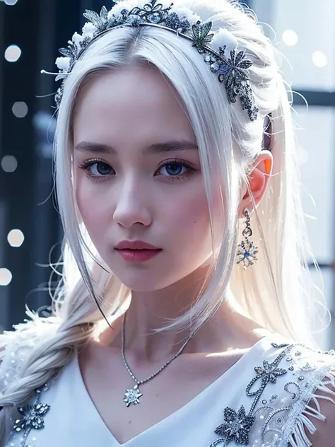 masterpiece, best quality, CG, detailed light, extremely detailed, HDR, intricate details, <lora:liuyifei_10:0.3> <lora:mimi_V3:0.2>, snow, white hair