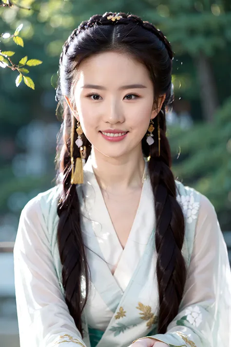 hanfu,long sleeves,ornate clothes,realistic,1girl,liuyifei,(large breasts),<lora:liuyifei_10>,light smile,classical,long hair,chinese clothes,<lora:lora-hanfugirl-v1:0.3>,blurry background,dark background,