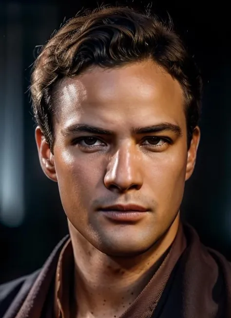 (<lora:MarlonBrando:1>) ,a close up Portrait photo of (mb1) man with short hair, Detailed face, (perfect eyes), (highly detailed skin:1.1), perfect body, wearing a ((roman senator toga)), Modelshoot style, Professional Photography, soft lighting, PHOTOREALISTIC, Realistic, standing in a dark studio background, blurred background, volumetric fog,. RAW, analog style, sharp focus, 8k, HD, DSLR, high quality, Fujifilm XT3, film grain, award winning, masterpiece,