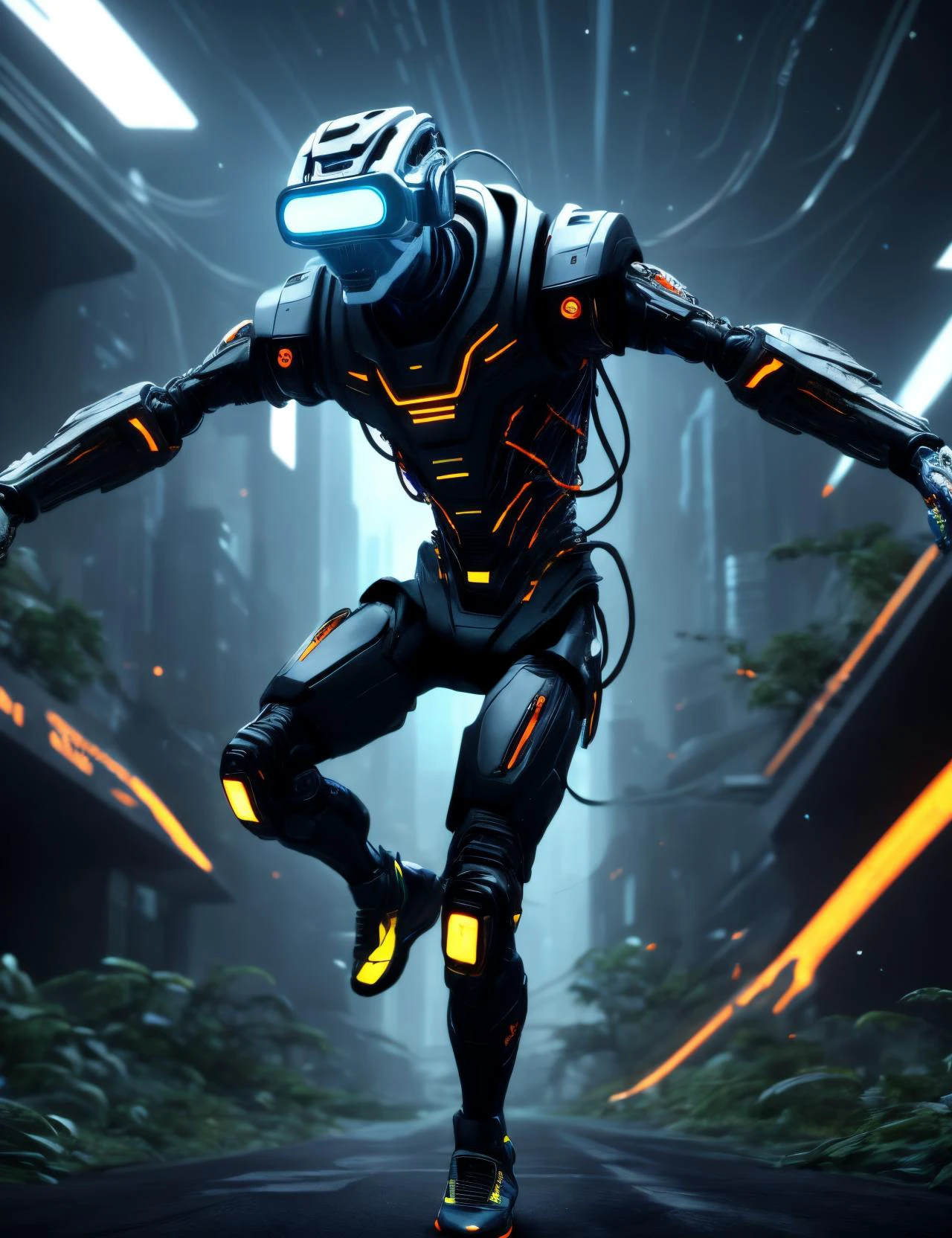 ((best quality)), ((masterpiece)), ((realistic,digital art)), (hyper detailed),DonMM4ch1n3W0rld male Tech Blackmailer, Virtual Constructs, Digital entities existing purely in virtual reality, taking on various forms and functions, ager Angular, Native Hawaiian, Violet eyes, Square Jaw, Asymmetrical Cheeks, High Forehead, , Sandy Blonde Spiky hair hair, Interest,, Plasma-infused Flex, Character flexes their arms, showcasing plasma-infused muscles and emitting a faint glow, wearing Turquoise Cybernetic Sportswear Leggings, Nano-Weave Hooded Jacket, Virtual Reality Soccer Cleats, Neural Interface Cap, and and and, Gravity-Defying Leap, Character jumps high into the air, legs tucked in, showing off enhanced jumping abilities, octane rendering, raytracing, volumetric lighting, Backlit,Rim Lighting, 8K, HDR, <lora:Machine_World_SD15_version-000009:1>