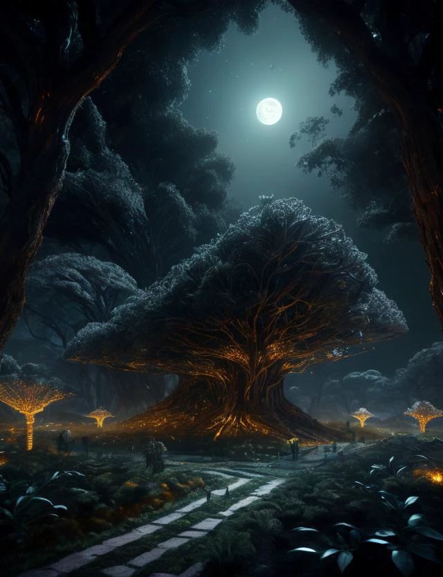 ((best quality)), ((masterpiece)), ((realistic,digital art)), (hyper detailed),DonMM4ch1n3W0rld Timeless Extraterrestrial Archaeology Museum, Conglomerate stone,Thatch, Moonlight, Rim Lighting, octane rendering, raytracing, volumetric lighting, Backlit,Rim Lighting, 8K, HDR, <lora:Machine_World_SD15_version-000009:1>