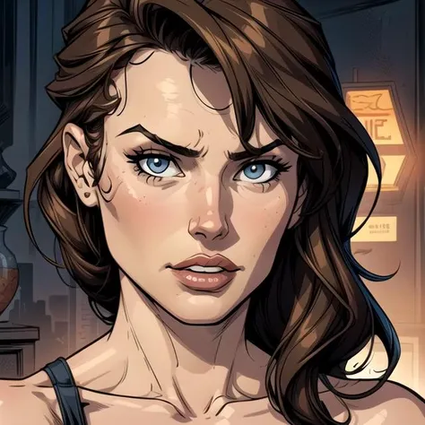 detailed woman, face , by Mike Deodato