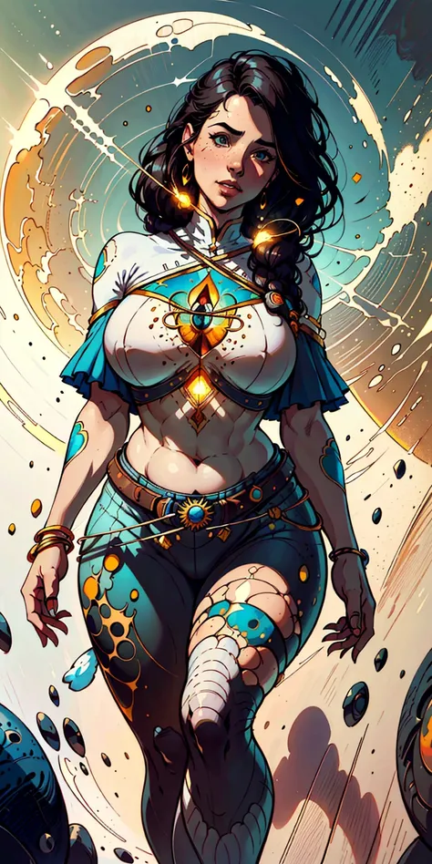 Woman in costume standing in desert, (((vulgarity))),Future Iwaba Young Woman, Beautiful futuristic himba woman, Futuristic Himba teenage girl, black African Woman Android, Beautiful Women of Warframe,(ecstasy face),((gasp)),embarrassed look, sexual excitement,ahegao, open mouth,(super huge gigantic breast:1.4),wide hips,Whipped legs, Trending in art stations, African Cyberpunk Wizard, karol bak uhd, beautiful full-body concept art, epic sci-fi character art, rossdraws ,((Attitude of inviting a man to join you)),bewitching attitude,| afro futurism