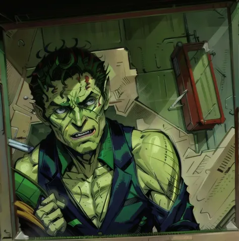 Norman Osborn wearing green goblin's suit