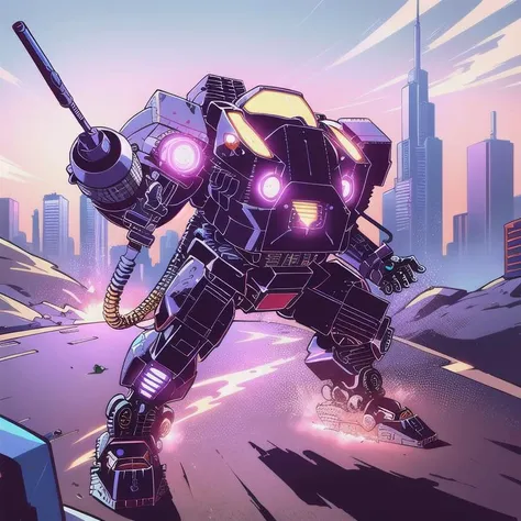 inked, outlined, masterpiece, best quality, highly detailed, 8k, sharp focus,,mech robot, graffiti, dynamic angle, dynamic pose
