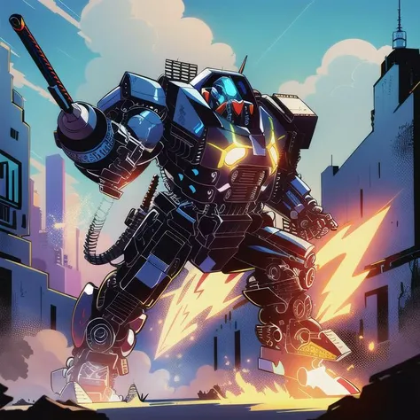 inked, outlined, masterpiece, best quality, highly detailed, 8k, sharp focus,,mech robot, graffiti, dynamic angle, dynamic pose