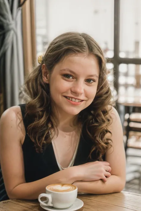 <lora:TinyTove:0.8>, full color portrait of a young woman, having coffee at a vintage swedish cafe, smile, natural light, RAW photo, subject, 8k uhd, dslr, soft lighting, high quality, film grain, Fujifilm XT3