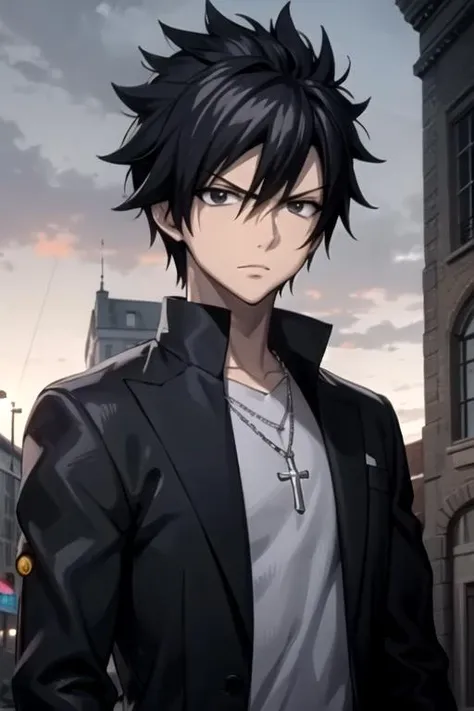masterpiece, best quality, high quality, 1boy, solo, male focus, looking at viewer, upper body, <lora:zeref:0.70>, zeref, black hair