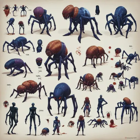 score_9, score_8_up, score_7_up, score_6_up, score_5_up, no humans,
multiple views, black outline,
BREAK
6+boys, reference sheet, full body, monster, straight-on, from side, from behind, walk cycle, (nightmare, abstract:1.9), demons, vampires, blood, gore, violence, long legs, (spider:1.8), bugs, insects, abstrasct, warped, gross,
<lora:èèBlue_2d_game_characters:0.2>