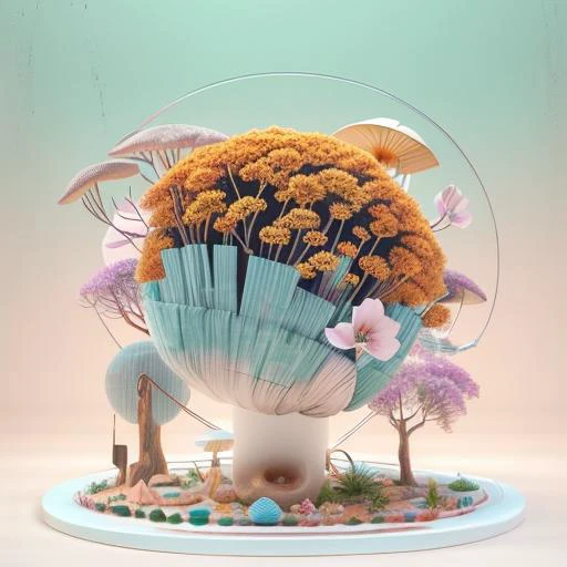 (best quality, masterpiece, absurdres, 3d:1.2), surreal, detailed background, particles, Octane Render, no humans, glowing, 
artwork of 3D geometry, dailyRender, still life, 3d geometry, 3d model, by Friso Kramer, minimalist style, concept design, clean, perspective, glass, flower, skull, fungus,
<lora:LoHA-dailyRenderStyle-000018:1>