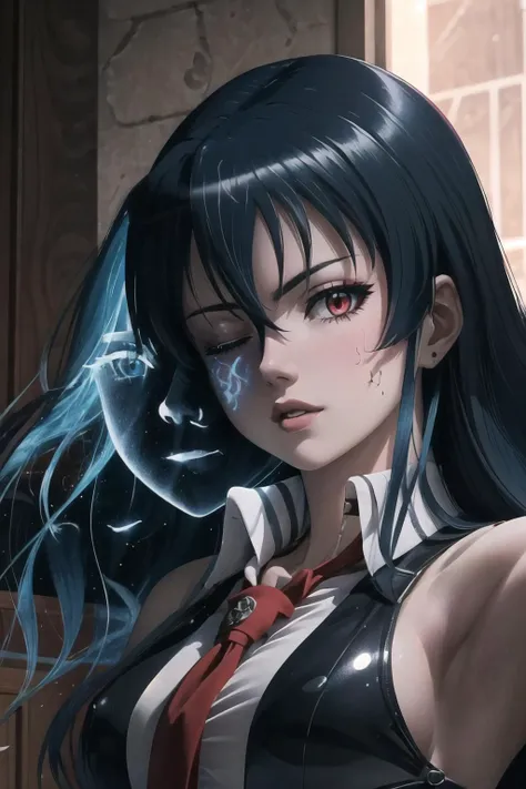 Highly detailed, High Quality, Masterpiece, beautiful, solo, ExtraFacesRanni, <lora:ExtraFacesRanni:1.2>, upper body, akame (akame ga kill), <lora:Char_AkameGaKill_Akame:0.8>, 1girl, red eyes, black hair,