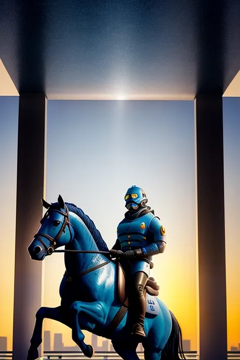 Image of politician and skyline , Renaissance , that is skillful, curious, swimming, riding a horse, periwinkle indigo, in a airport, surrealism, backlighting, spotlighting, artificial lighting, volumetric lighting, bounce lighting, detailed face, highest quality, masterpiece, <lora:combineSoldierHalf_v1:1> combine soldier.